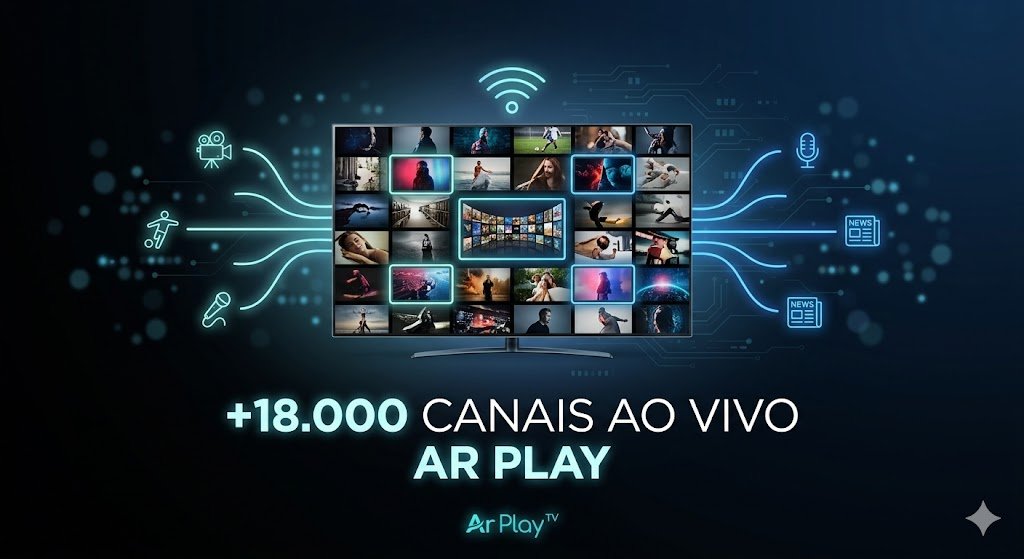 +18.000 canais ao vivo em HD, Full HD e 4K com esportes, filmes, séries, notícias e programação completa sem travamentos.