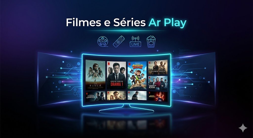 Filmes e séries online no IPTV com lançamentos atualizados, conteúdos sob demanda e qualidade HD, Full HD e 4K.